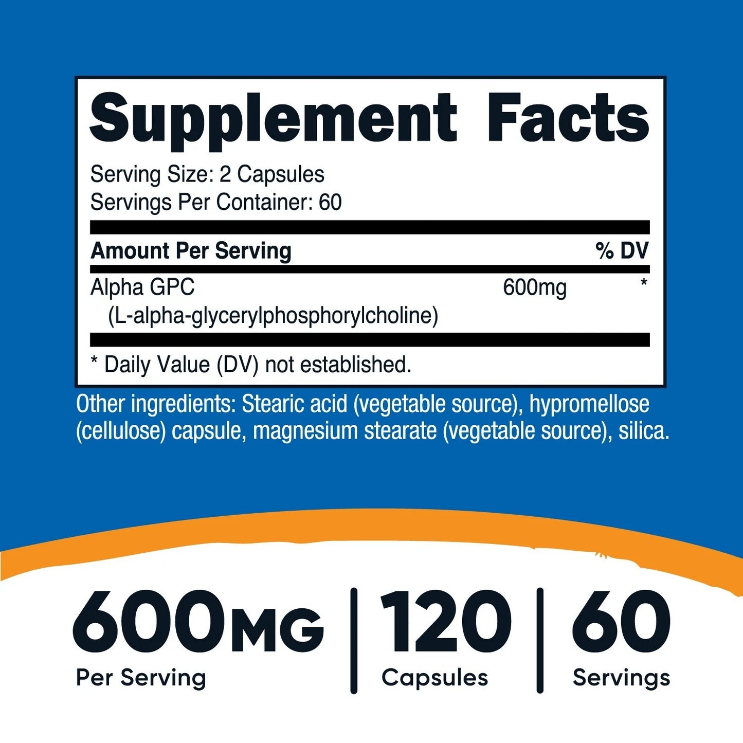 Nutricost Alpha GPC 600mg – Wsparcie mózgu, 120 kapsułek