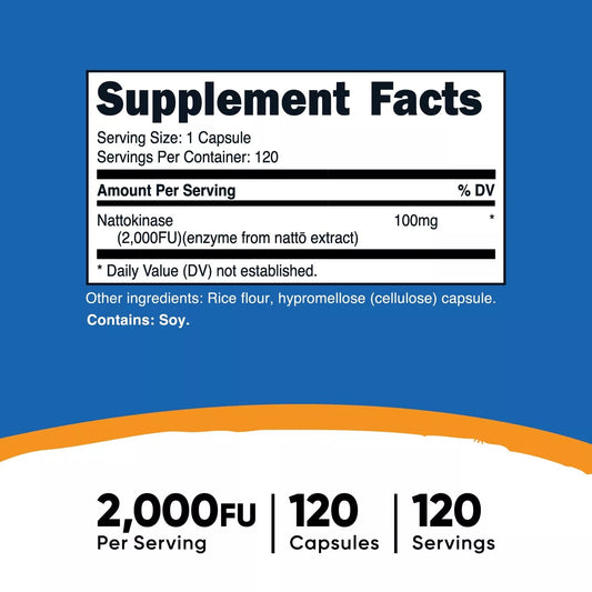 Nutricost Nattokinase 2000FU – 120 Capsules | Non-GMO, Gluten Free, Vegetarian | USA