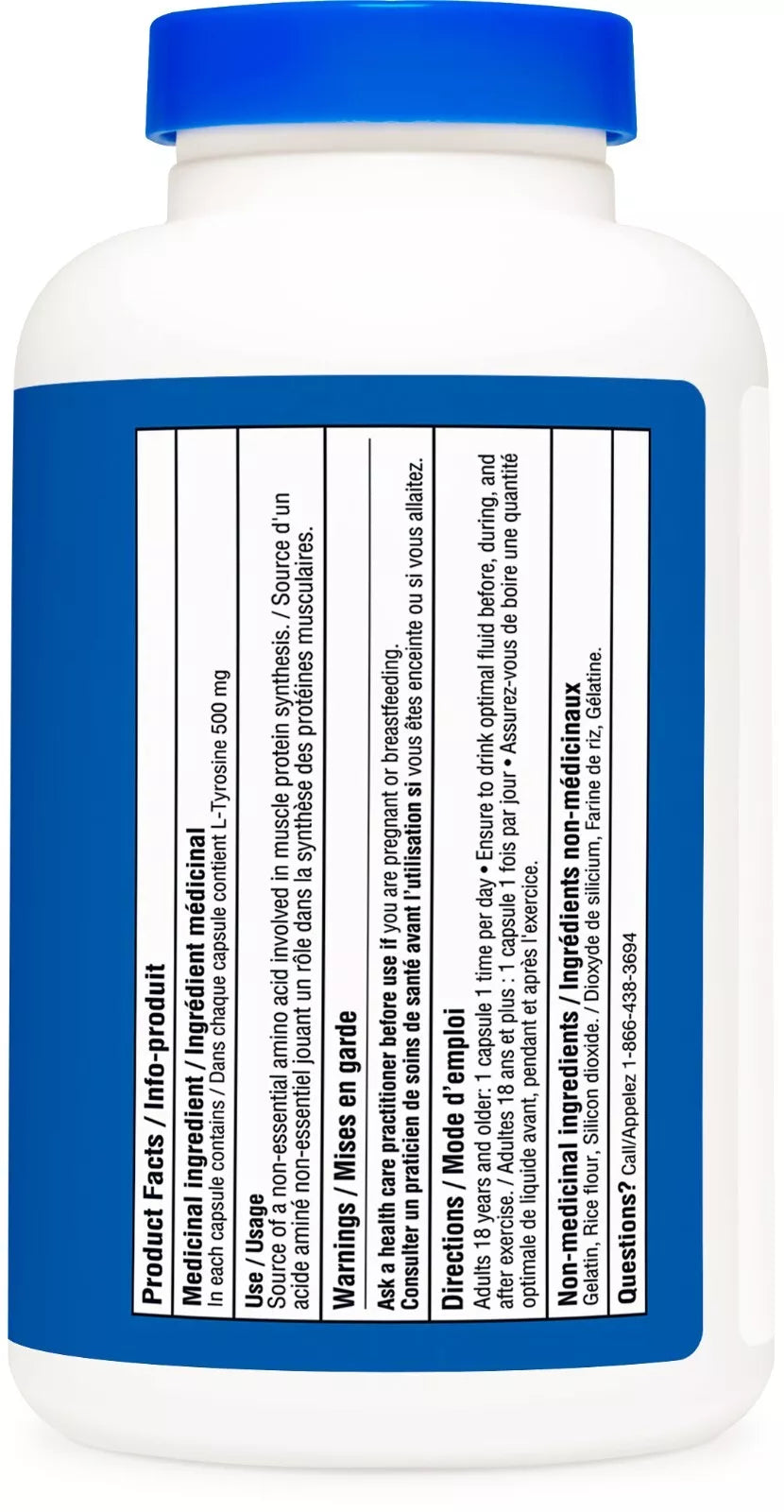 Nutricost L-Tyrozyna 500mg – 180 kapsułek | Kuracja na 6 miesięcy | Bez GMO i bezglutenowy