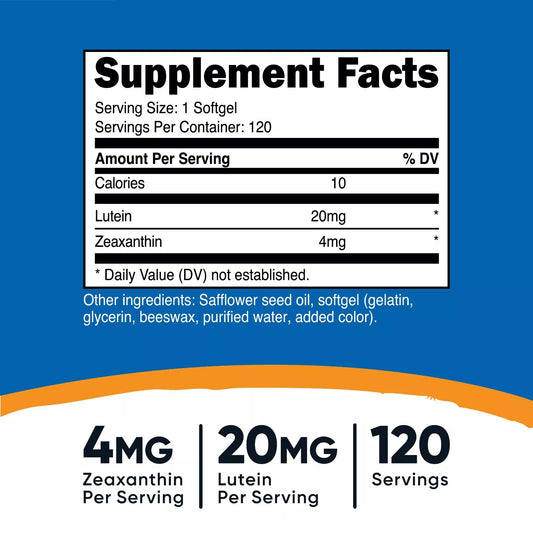 Nutricost Zeaxanthin + Lutein 20mg – 120 capsules | GMO-free, gluten-free, vegan