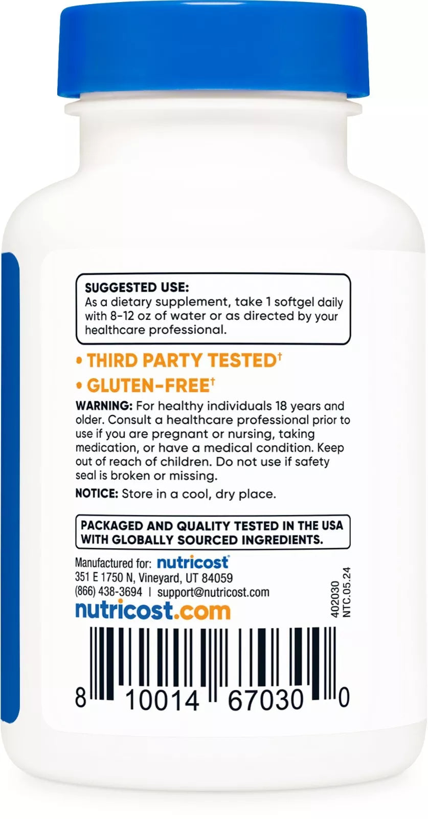 Nutricost Zeaksantyna + Luteina 20mg – 120 kapsułek | Bez GMO, bezglutenowy, wegański