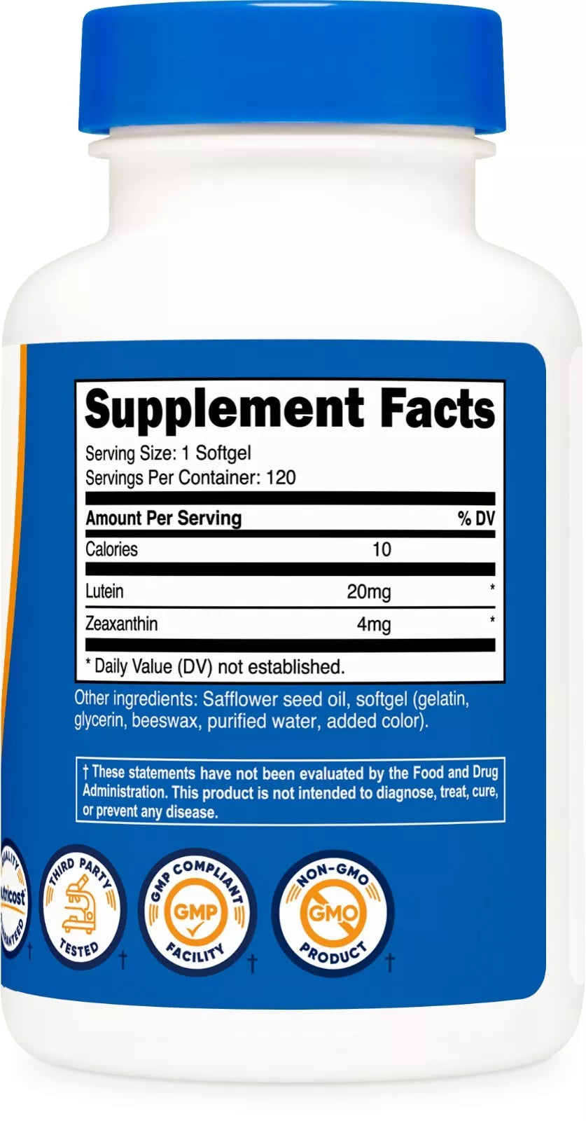 Nutricost Zeaksantyna + Luteina 20mg – 120 kapsułek | Bez GMO, bezglutenowy, wegański