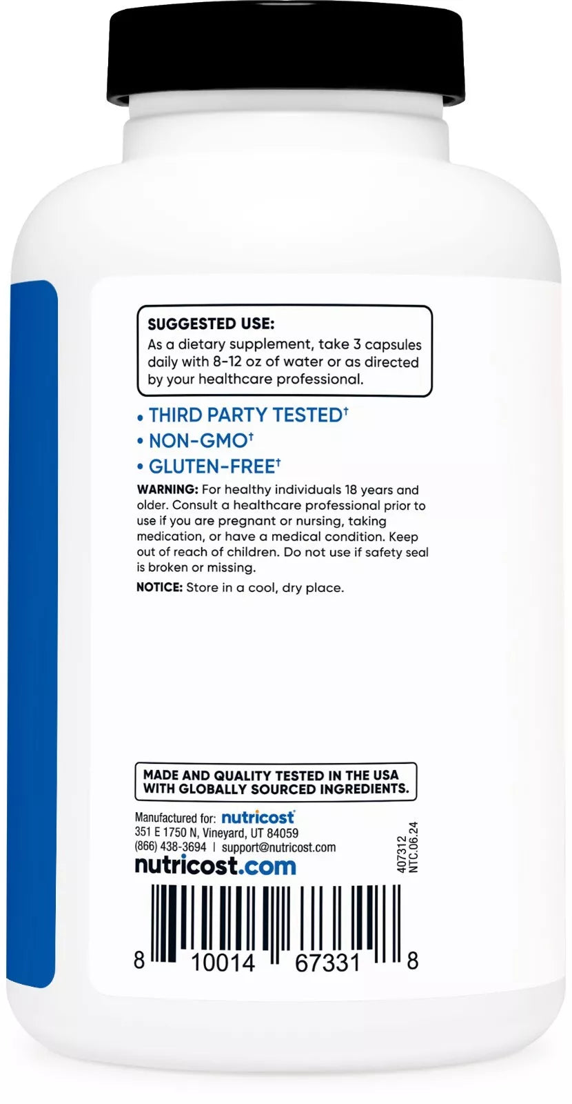 Nutricost Nitric Oxide Booster 750 mg, 180 kapsułek, 60 porcji