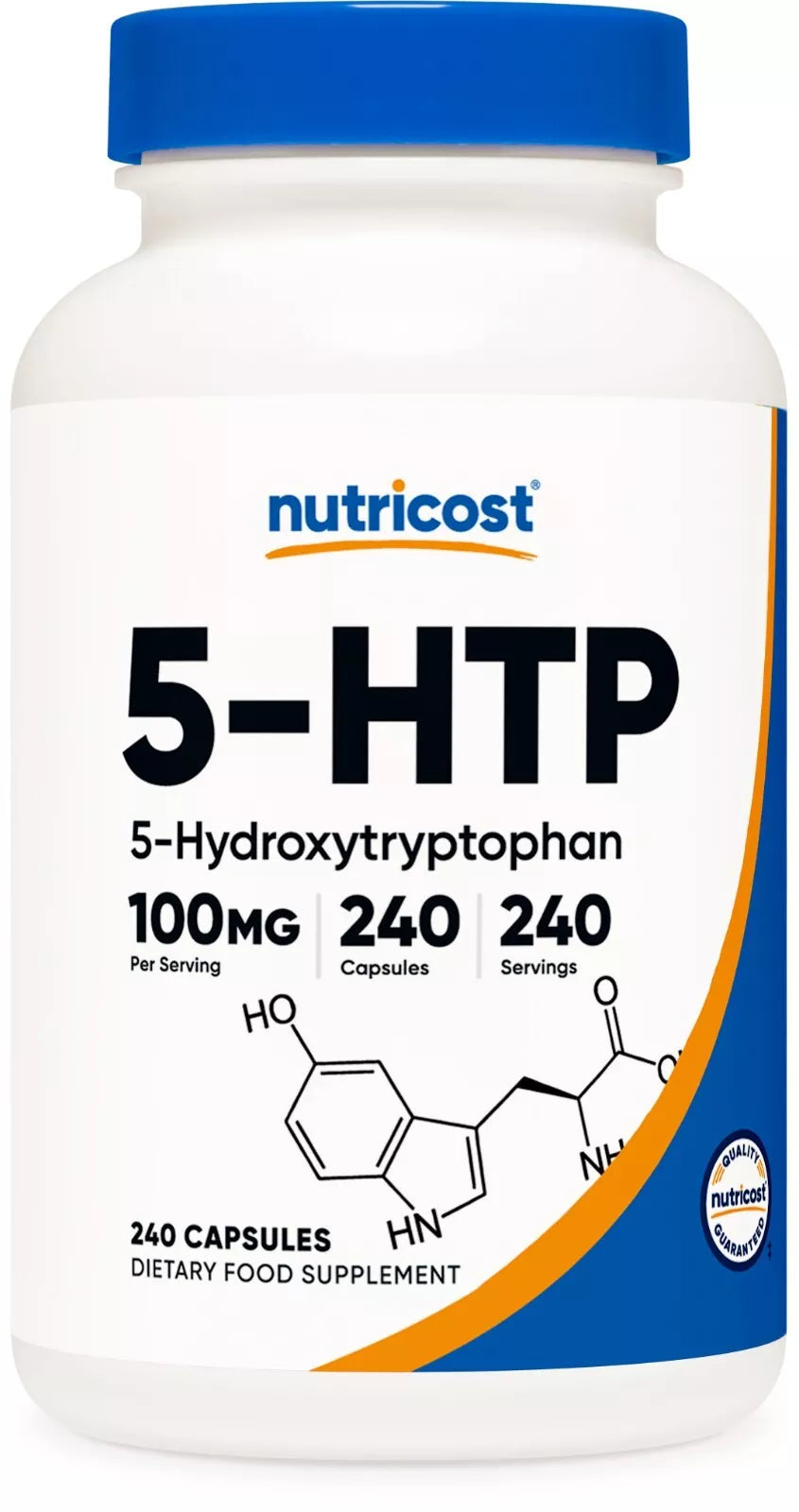 Nutricost 5-HTP 100 mg, 240 kapsułek (5-hydroksytryptofan ) - bezglutenowy, bez GMO