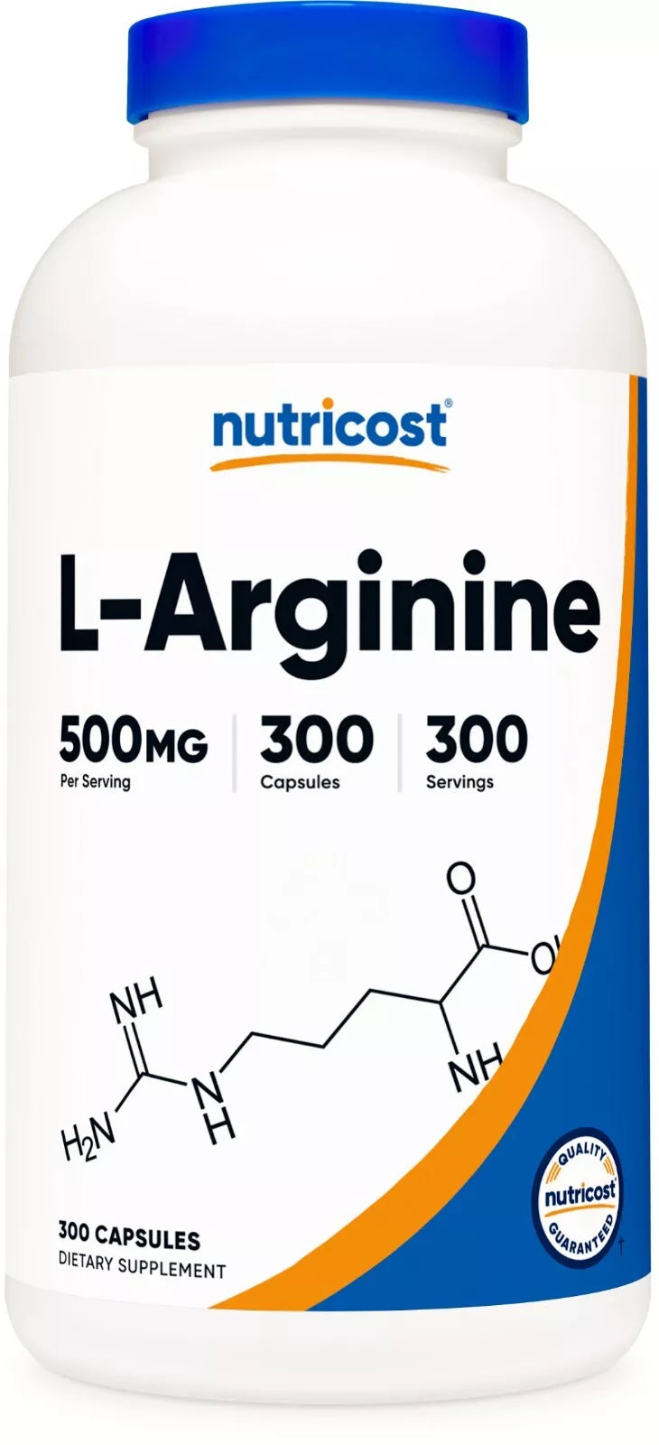 Nutricost L-Arginina 500mg – 300 kapsułek | Aminokwas | Bez GMO i glutenu