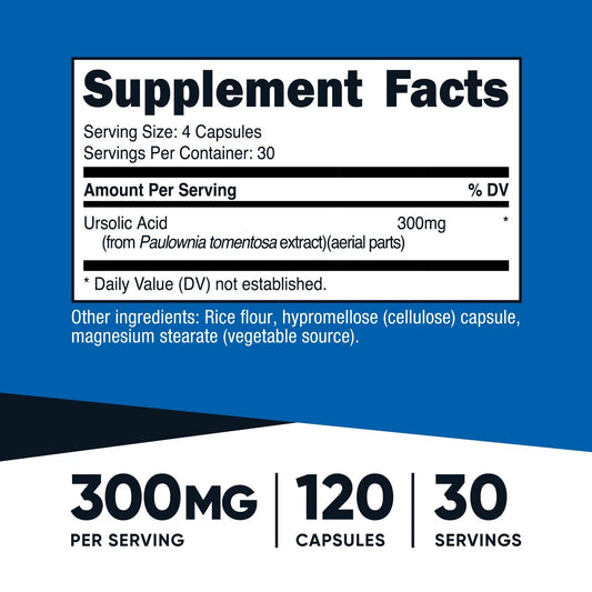 Nutricost Ursolic Acid 300mg – 120 Capsules | Body and Muscle Support | USA