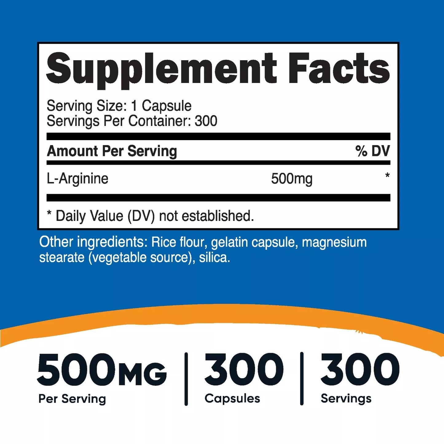 Nutricost L-Arginina 500mg – 300 kapsułek | Aminokwas | Bez GMO i glutenu