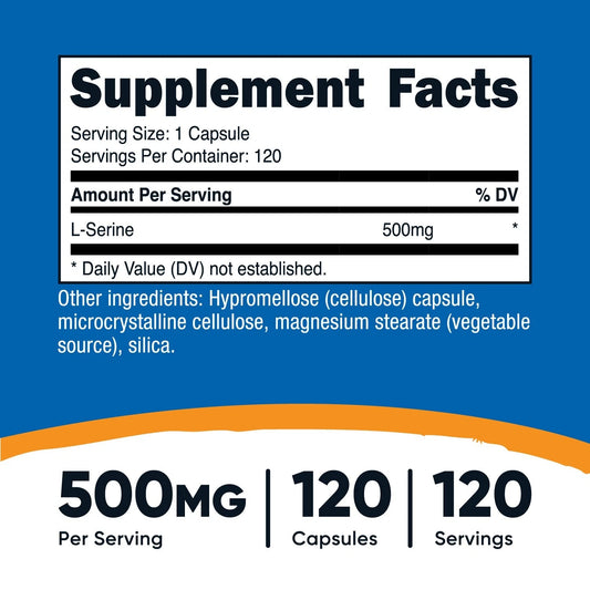 Nutricost L-Serine 500mg – 120 capsules | Amino acid | GMO and gluten free