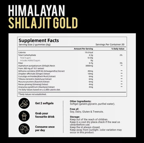 Himalajski Shilajit Gold Gummies – Naturalna Energia i Witalność