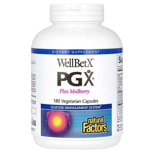 Natural Factors WellBetX PGX + Morwa – 180 kapsułek | Kontrola poziomu cukru | Wegańskie, bez GMO, bezglutenowe