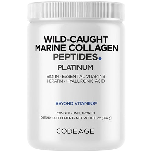 Marine Collagen Platinum | Marine Collagen + Biotin 10,000 mcg, Keratin, Hyaluronic Acid | 30 servings | Unflavored powder