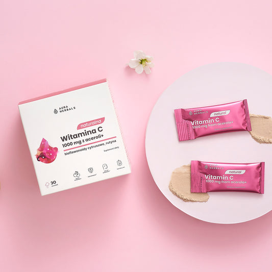 Witamina C + rutyna + bioflawonoidy cytrusowe Suplement diety w formie saszetek 3 x 30 dziennych porcji  Zestaw Naturalna witamina C z aceroli na 3 miesiące