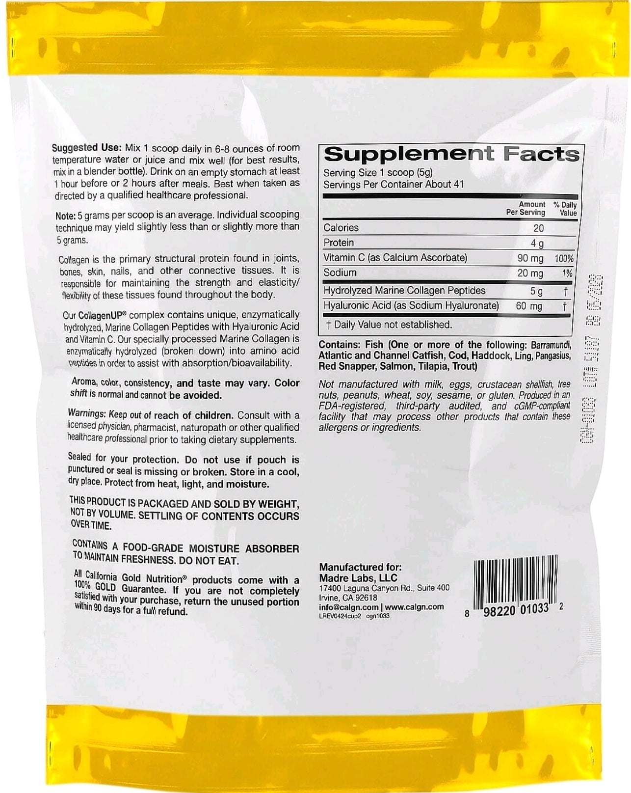 CALIFORNIA GOLD NUTRITION COLLAGENUP 206 g