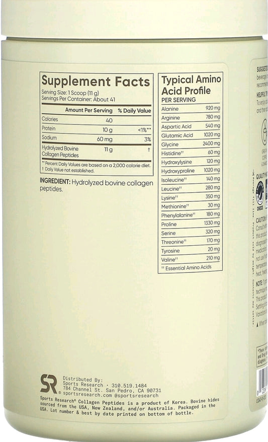 SPORTS RESEARCH COLLAGEN PEPTIDES – 680 g