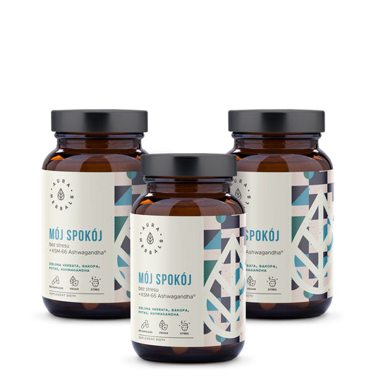 Bez stresu z markową KSM-66 Ashwagandha®  Zestaw Mój Spokój na 3 miesiące