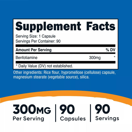 Nutricost Benfotiamine 300 mg – kuracja na 3 miesiące