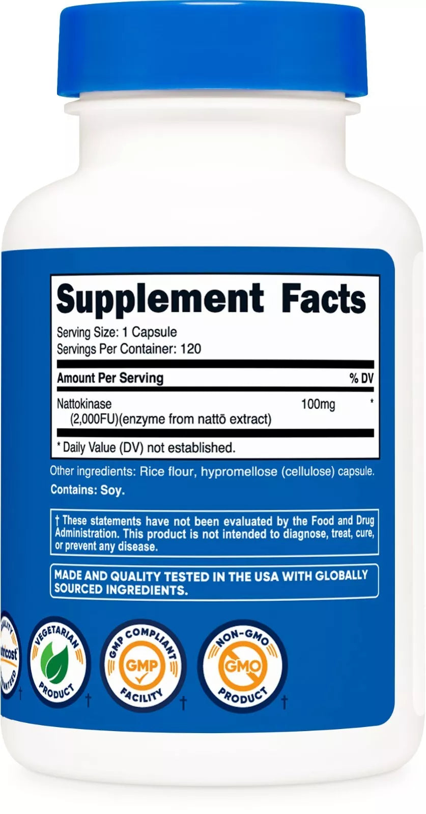 Nutricost Nattokinase 2000FU – 120 kapsułek | Bez GMO, bezglutenowe, wegetariańskie | USA