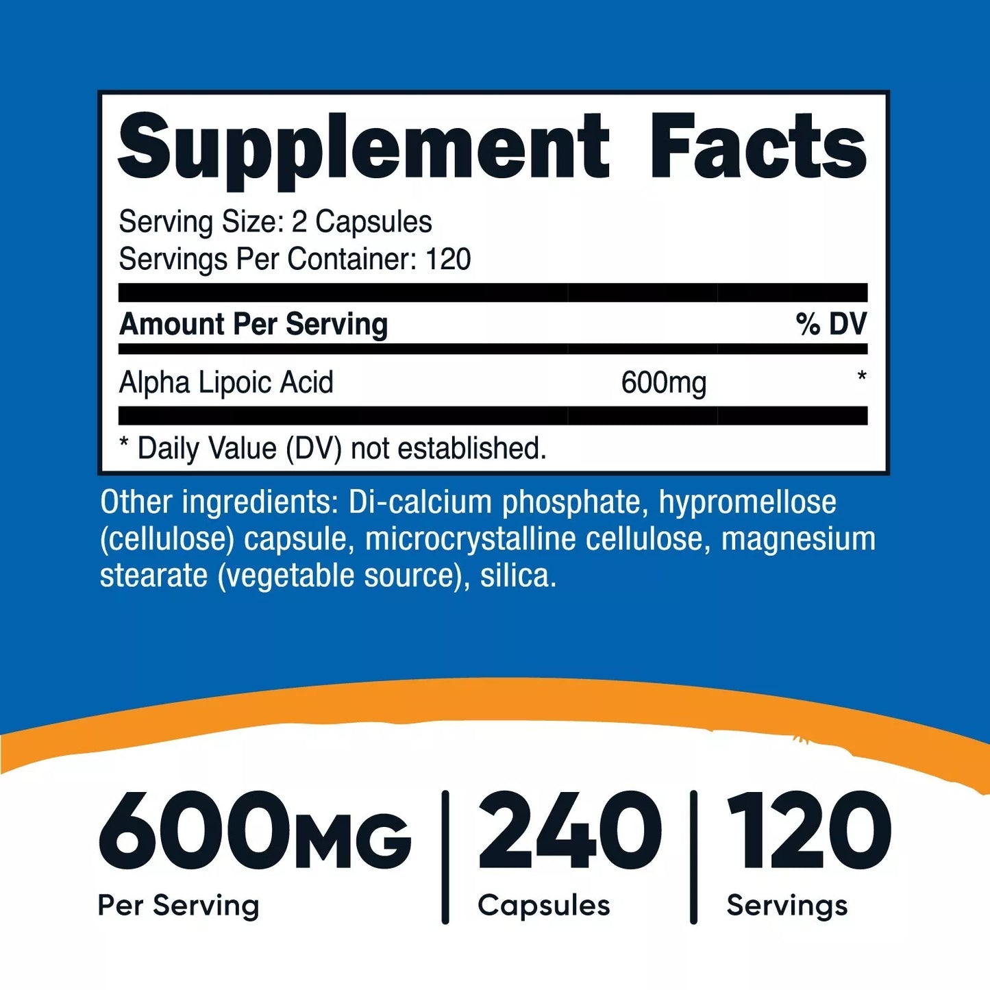 Nutricost Kwas alfa-liponowy 600mg – 240 kapsułek | Silny antyoksydant | Bez GMO, bezglutenowy