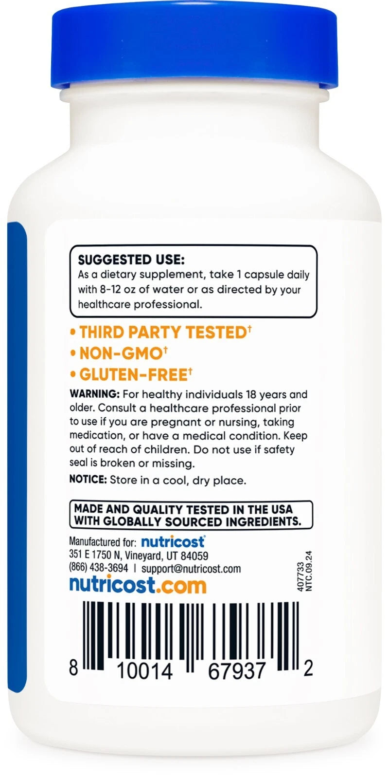Nutricost L-Theanine 200mg – 120 kapsułek | Naturalny relaks | Bez GMO, bez glutenu