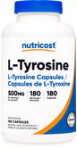 Nutricost L-Tyrozyna 500mg – 180 kapsułek | Kuracja na 6 miesięcy | Bez GMO i bezglutenowy