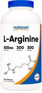 Nutricost L-Arginina 500mg – 300 kapsułek | Aminokwas | Bez GMO i glutenu