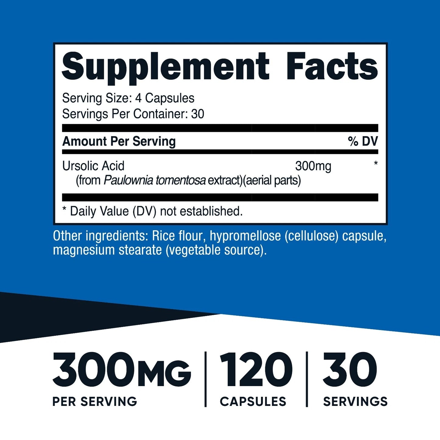 Nutricost Ursolic Acid 300mg – 120 kapsułek | Wsparcie sylwetki i mięśni | USA