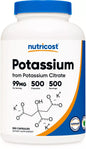 Nutricost Cytrynian Potasu 99mg – 500 kapsułek | Minerał | Bez GMO i glutenu
