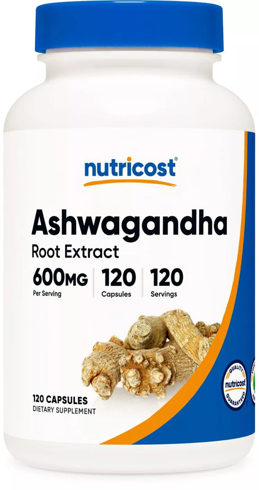 Nutricost Ashwagandha 600mg – 120 kapsułek | Naturalne wsparcie dla stresu, snu i energii | Bez GMO i glutenu