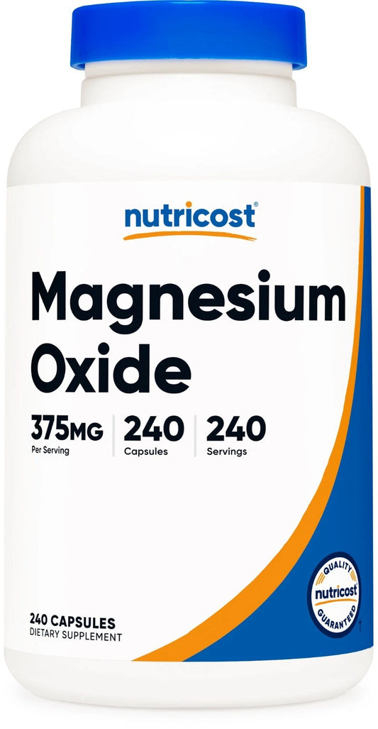 Nutricost Magnez Tlenek 375 mg – 240 kapsułek | Wysoka dawka, czysta forma | Bez GMO, bezglutenowy