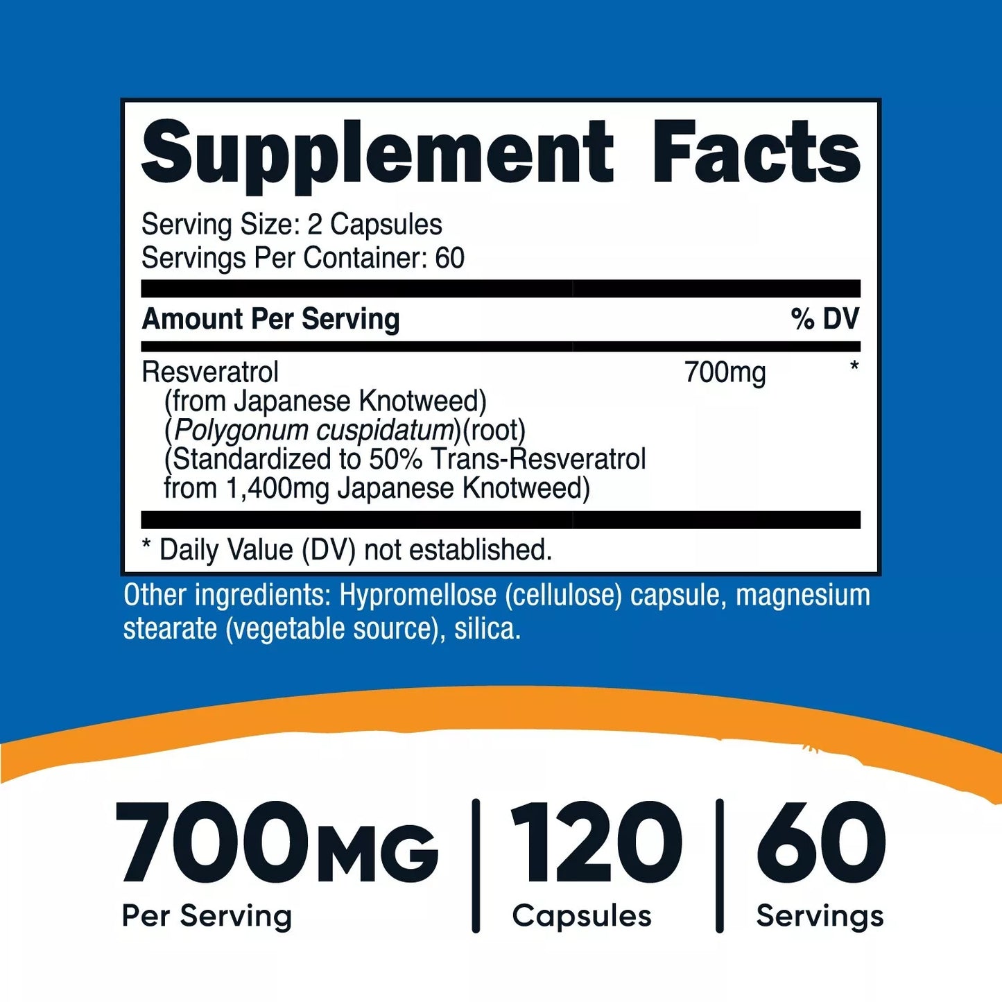 Nutricost Resveratrol 700mg – 120 kapsułek | Wegański, bez GMO, bezglutenowy